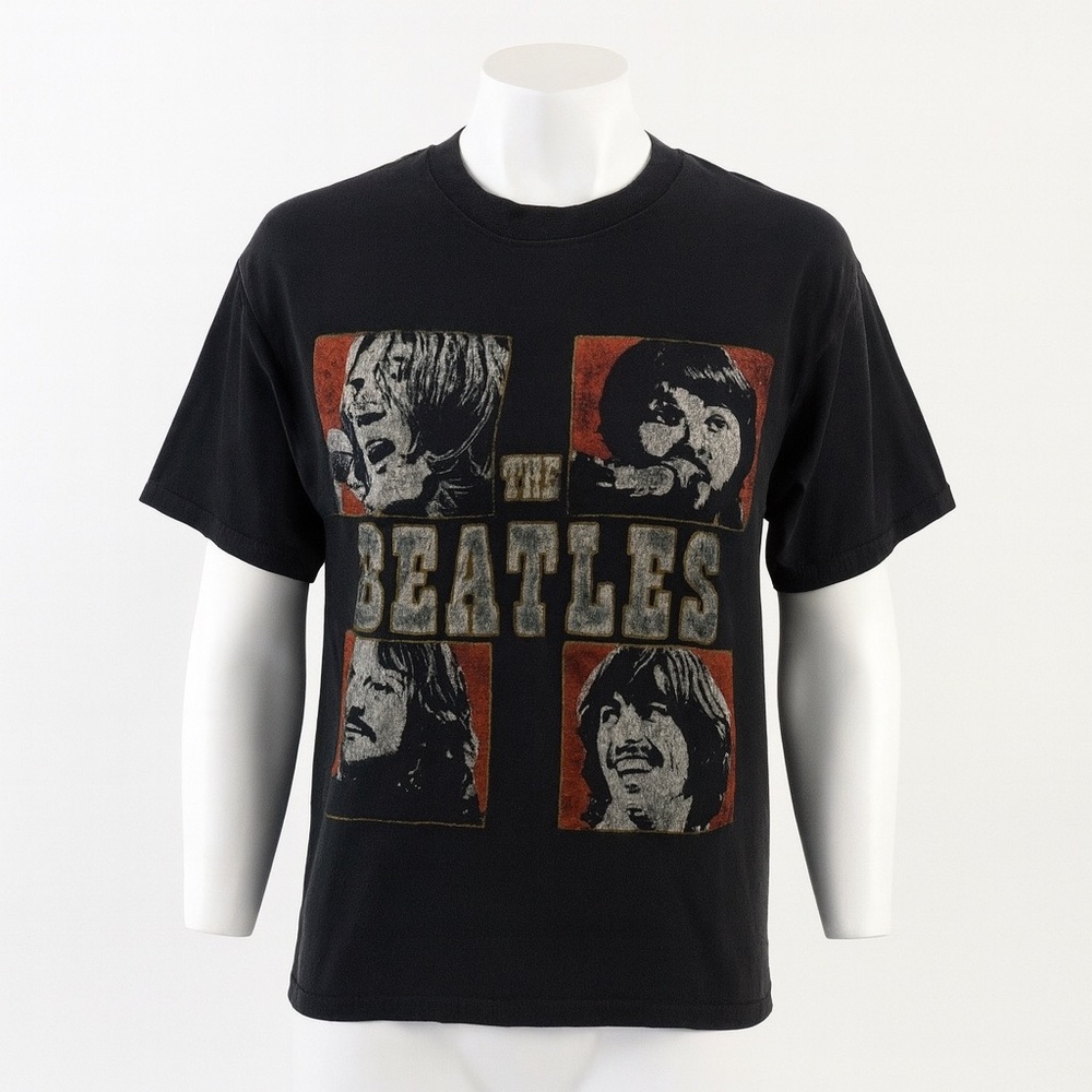The Beatles‎ Rock Band Graphic Tee Shirt Medium Black Vintage Style Men/Women